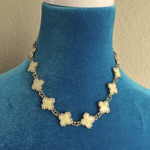 Amrita Singh Gold Tone Noho Lucky Clover Enamel and Australian Crystal Collar